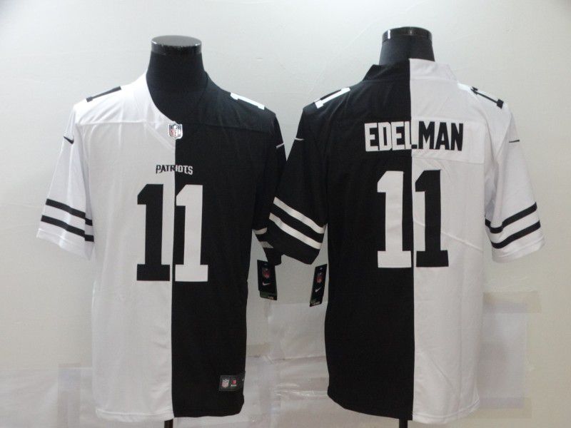 Men New England Patriots 11 Edelman Black white Half version 2020 Nike NFL Jerseys